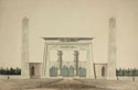 William Strickland, architect. Elevation of the Entrance to Laurel Hill Cemetery (1836).